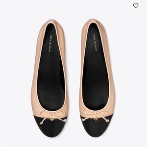 Tory Burch Cap-Toe Ballet Flats Rose Pink and Cream